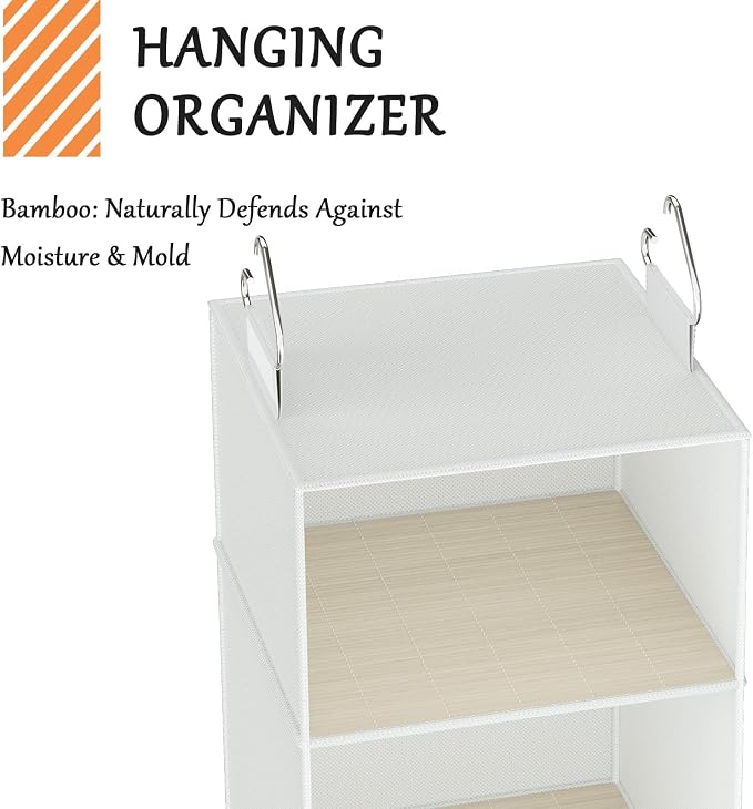 Hanging Closet Organizer with Bamboo Shelves - Image 6