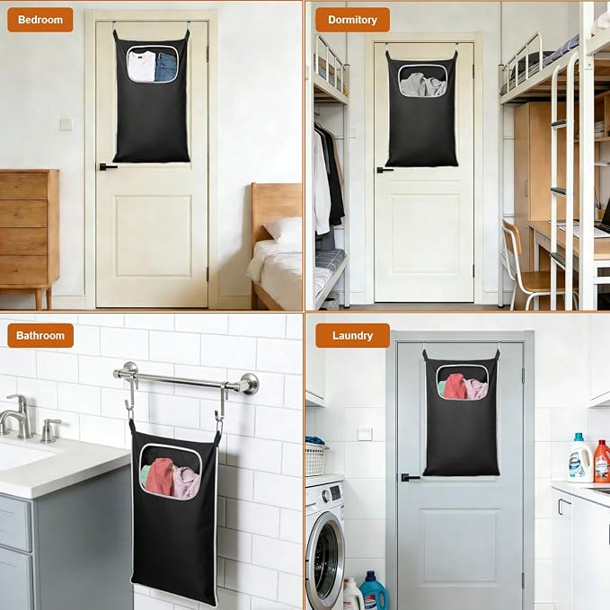 Hanging Laundry Hamper, Over the Door Laundry Storage Basket - Image 7