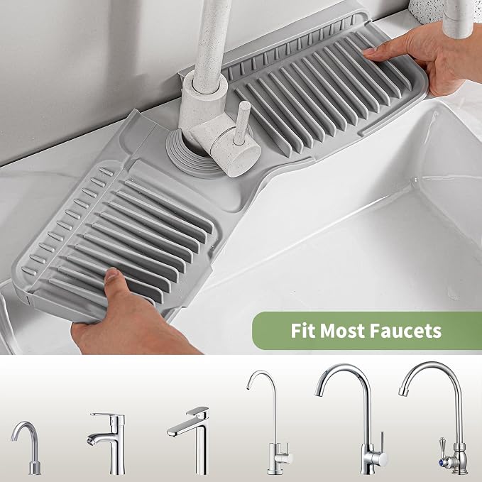 2026 New Silicone Sink Splash Guard, 7°Slope Fast Self-draining | Faucet Mat - Image 7