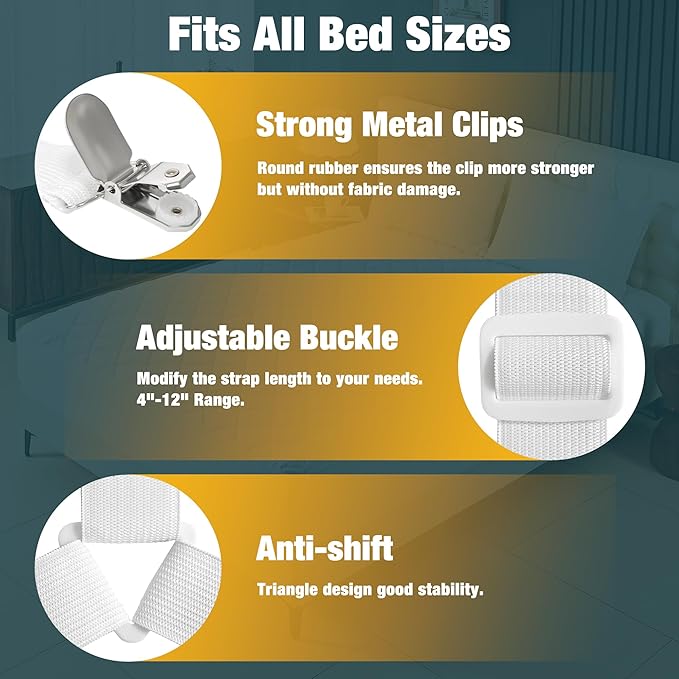 8 Pack Bed Sheet Fasteners, Adjustable Mattress Cover Straps - Image 4
