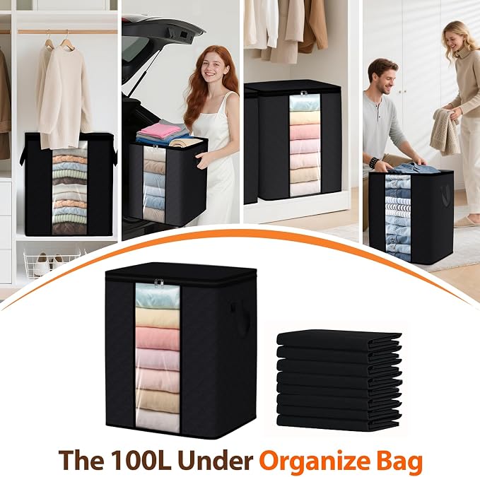 SpaceWhisper 8 Pack 100L Clothes Storage, Foldable Storage Bags, - Image 6