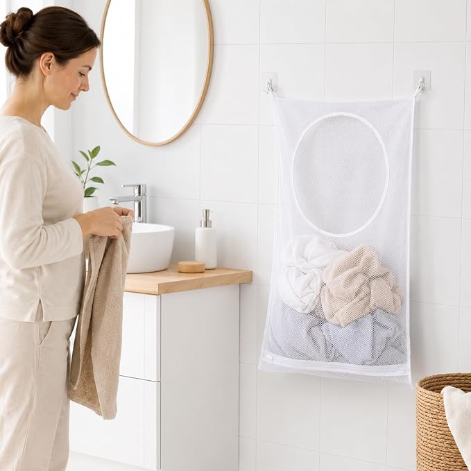 Hanging Laundry Hamper Bag Mesh Laundry Bag 30 x 20 Inch - Image 5