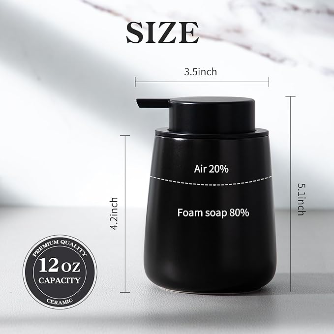 Enra Black Soap Dispenser, Modern Ceramic Hand Soap Dispenser - Image 5
