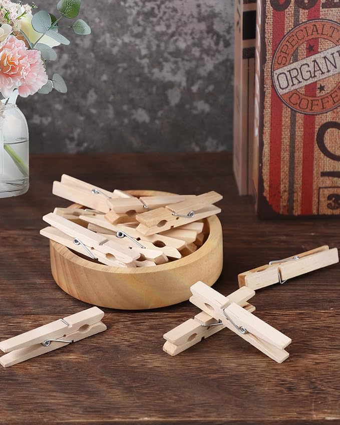 100 Pack Wooden Clothes Pins 2.9 Inch, Heavy-Duty Wood Clothespins | Wooden - Image 4