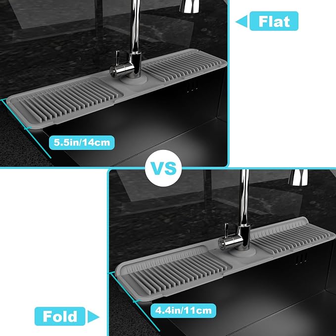 Folding sink splash guard behind faucet-faucet mat - Image 7