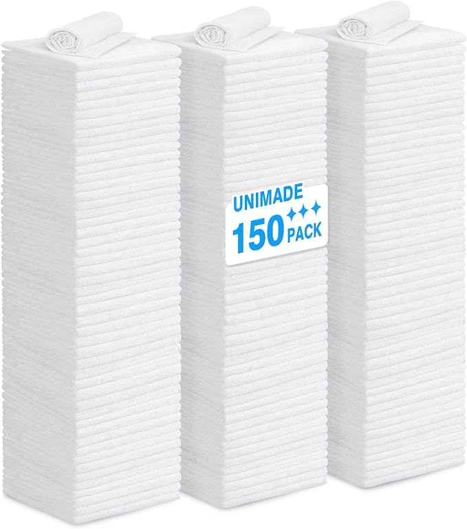 UNIMADE Shop Towels Rags, 150 Pack Reusable Shop Rags Bulk Microfiber Cleaning by Unimade