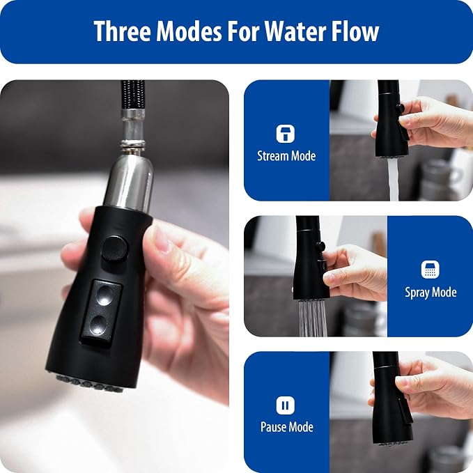 WEWE Touchless Kitchen Faucet, Matte Black, Single Handle | 3 Modes Sprayer - Image 4