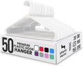 Utopia Home Plastic Hangers 50 Pack – Built-in Strap Hooks White | Space saving by UTOPIAHOME
