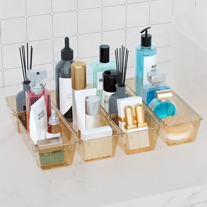 9 Pack Clear Drawer Organizer Set, Drawer Storage Trays, Storage Bins | Acrylic - Image 7
