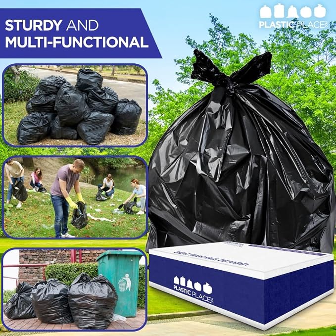 Plasticplace Heavy Duty Trash Bags, 40-45 Gallon, Industrial Strength, - Image 3