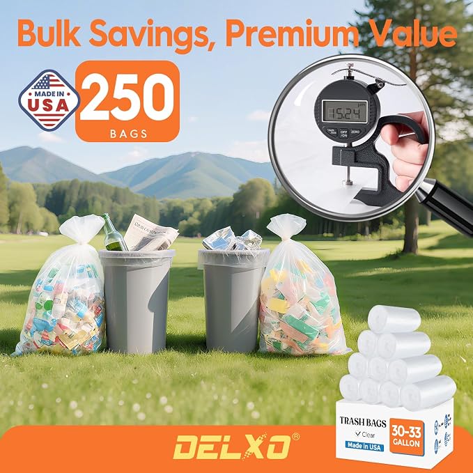 Delxo 30-33 Gallon Trash Bags, Plastic Bolsas para basura - Image 3