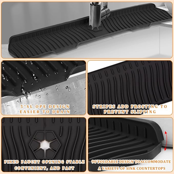 30 Inch Sink Splash Guard, Longer Silicone Sink Mat - Image 4
