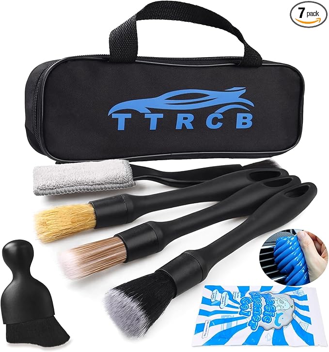 7PCS Car Detailing Brush Set, Ultra Soft Boars Hair Car Interior Detailing by TTRCB