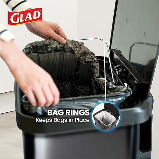 Glad Stainless Steel Step Trash Can with Clorox Odor Protection | Large Metal Kitchen Garbage Bin with Soft Close Lid, Foot Pedal and Waste Bag Roll Holder, 13 Gallon, Pewter