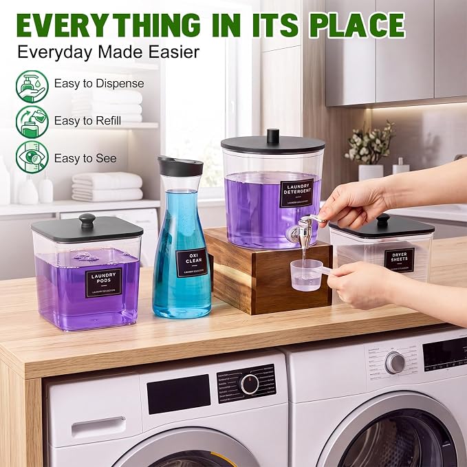 7 Pcs Laundry Detergent Dispenser Set, Laundry Room Storage - Image 7