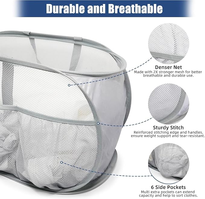 Collapsible Laundry Baskets, Upgrade Pop Up Laundry Hamper - Image 5
