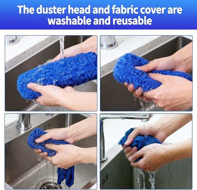 Cobweb Duster with Extension Pole, Washable Cleaning Duster Kit with 3 Duster - Image 8