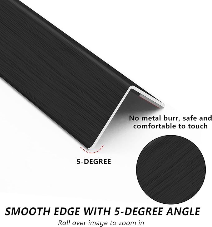 5pcs 48" L*0.98" W Aluminum Self-Adhesive Wall Corner Protectors, Wall Furniture Bumper, Safety Baby Proofing Corner Cushion Table Edge, Wide Coverage and Easy to Install - Black