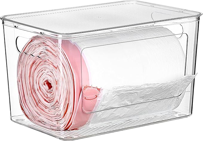 Vtopmart 1 Pack Clear Trash Bag Holder, Stackable Garbage Bag Dispenser | Trash by Vtopmart