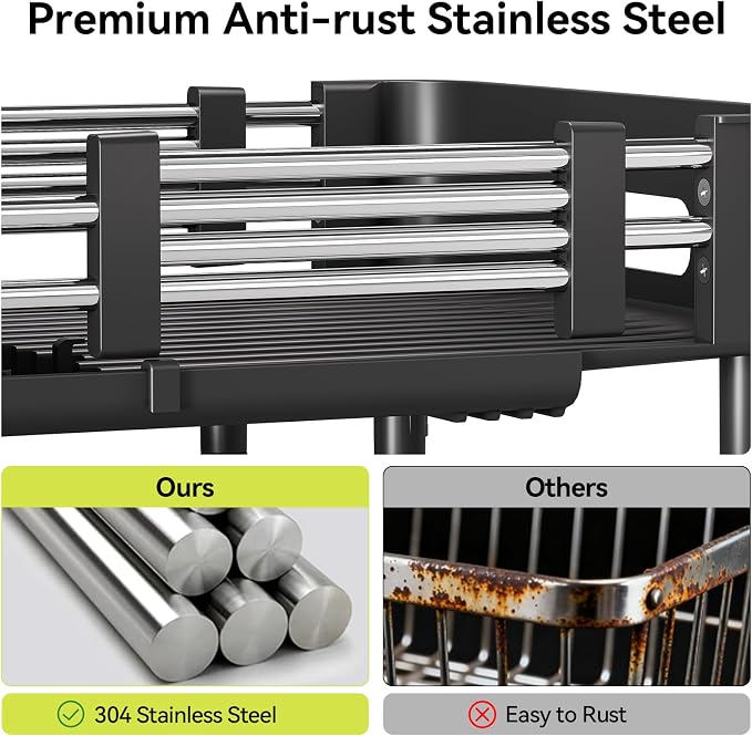 Urackify Extendable Stainless Dish Drying Rack - Image 8