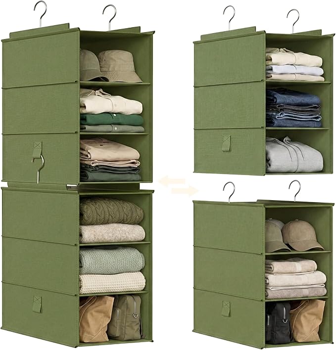 Extra Deep Hanging Closet Organizers and Storage, 2 Pack 3-Shelf | Separable by Ofiray-home