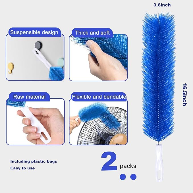 Fan Cleaner Brush, Fan Brush Cobweb Duster Microfiber Duster Ideal - Image 3