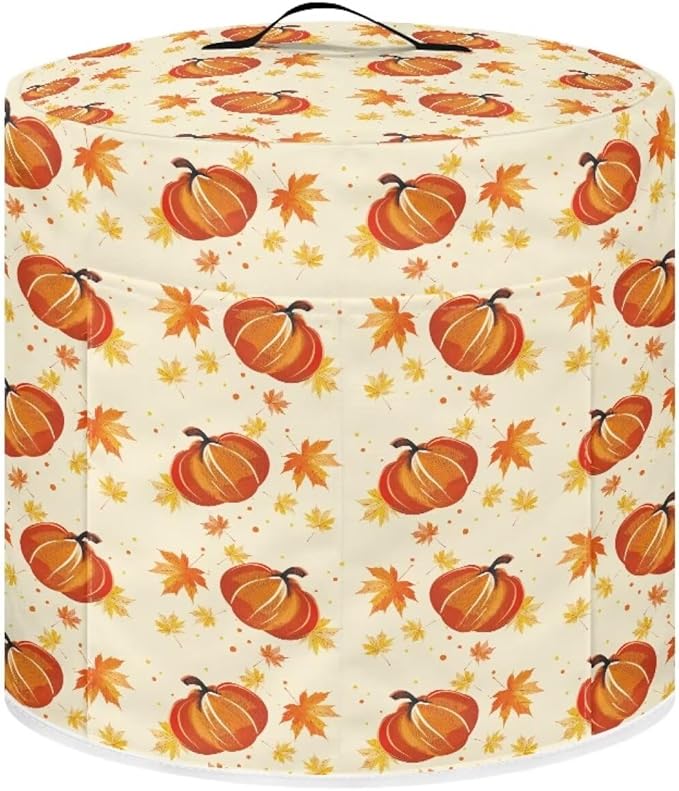Pumpkins Maple Leaf Print 8 Quart Pressure Cooker Dust Cover with Storage Pocket and Top Handle Kitchen Appliance Air Fryer Rice Cooker Dust Cover Thanksgiving Day Decor