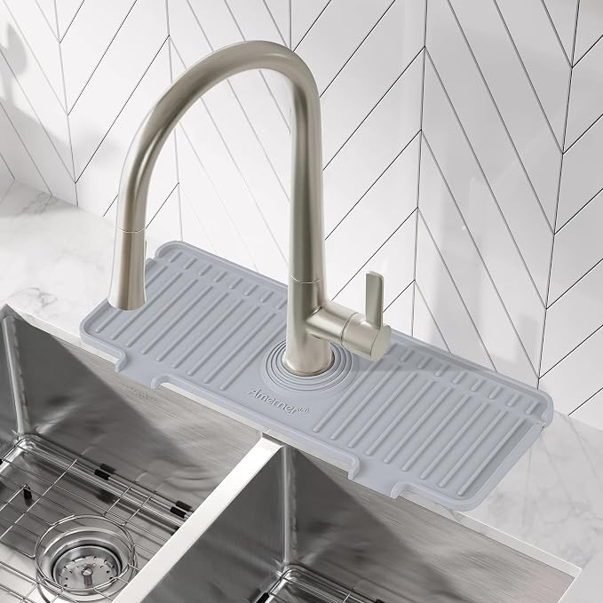 Amerner Kitchen Sink Splash Guard, Silicone Faucet Guard & Draining Mat - Image 8