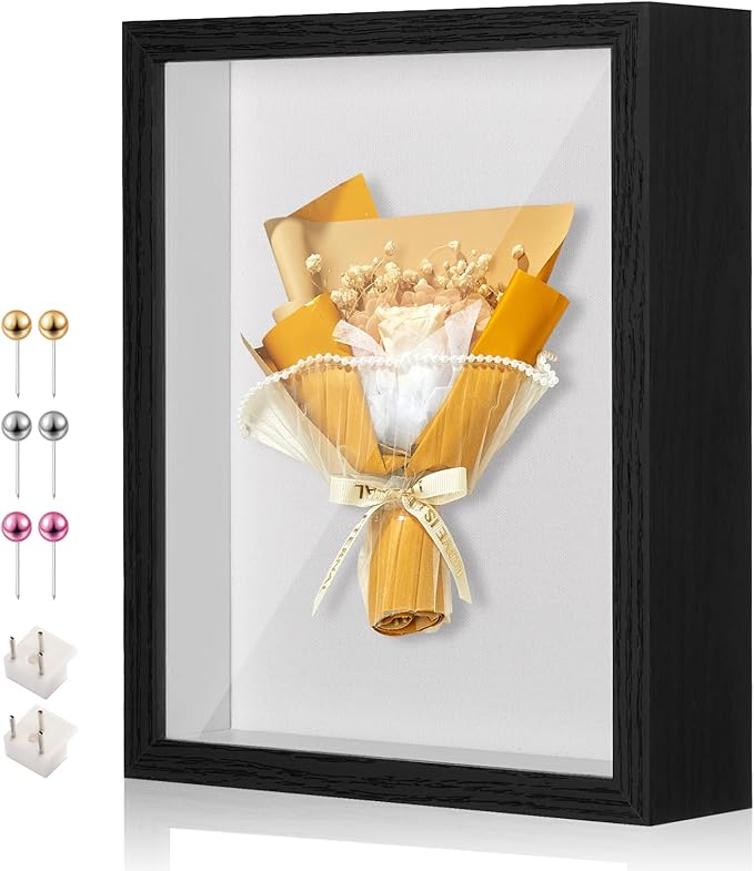 8x10 Shadow Box Display Case Picture Frame with Soft Linen Back,Large Deep Black Shadow Box 8x10 for Flowers Medal Display Case Jersey pet Graduation Memorabilia Ltems Crafts Photos