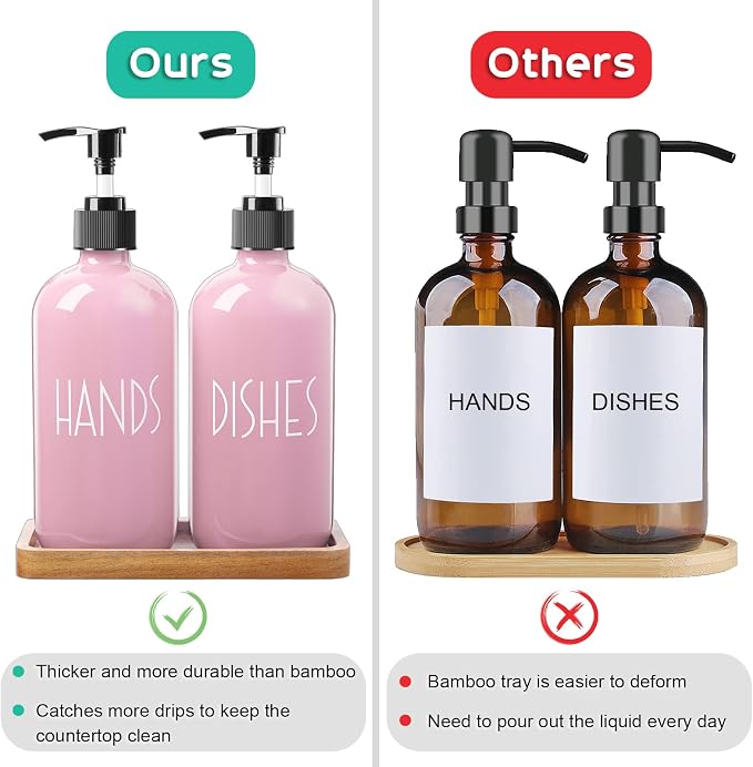 ALELION Dish Soap Dispenser for Kitchen - 16 OZ Glass Hand Soap Dispenser Set - - Image 6