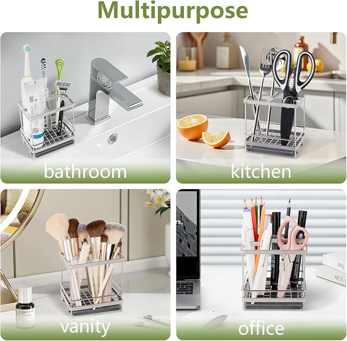 Electric Toothbrush Holders for Bathrooms Toothpaste Organizer, Sliver | Carbon - Image 7