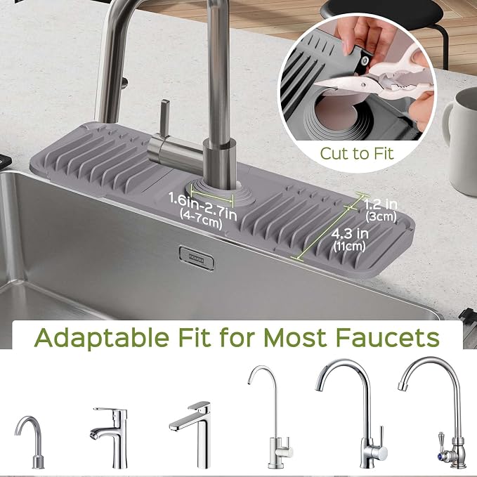 15 Inch Silicone Faucet Mat for Kitchen Sink Splash Guard – 2025 Upgraded - Image 5