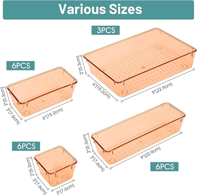 25 PCS Plastic Drawer Organizer Set, Makeup Organizers and Storage Bins | 4 - Image 2