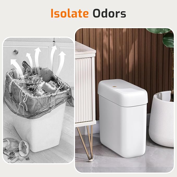 Small Bathroom Trash Can with Lid, 3.2 Gallon Garbage Can with Pop-Up Lid | - Image 4