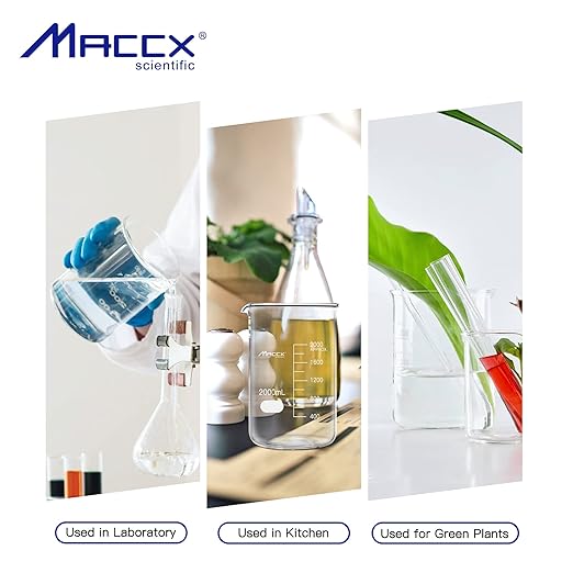 Sturdy Glass Beakers, 5 Sizes of 50ml 100ml 250m 500ml 1000ml,3.3 Borosilicate Griffin Low Form with Printed Graduation, BKLS02-005