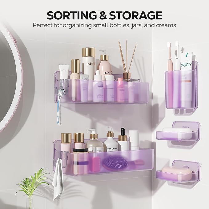Nieifi Adhesive Shower Shelves, 5 Pieces - Image 9