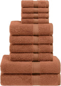 SUPERIOR Egyptian Cotton Ultra Plush & Absorbent, 10 Piece Set, Rust | Quick Dry by SUPERIOR