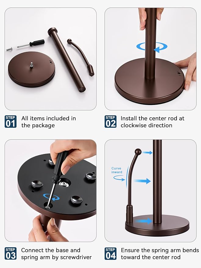 SMARTAKE Paper Towel Holder Countertop, Non-Slip Weighted Base - Image 7