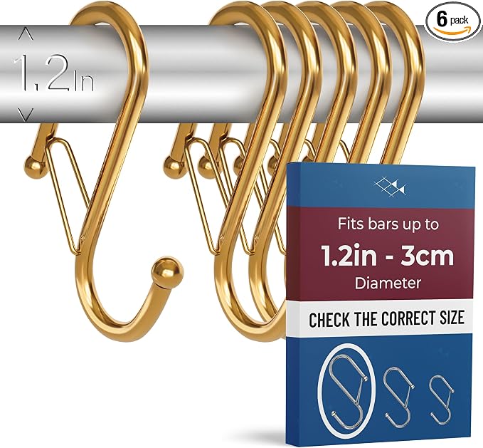 6-Pack Metal S Hooks for Hanging – Heavy-Duty S-Shaped Hook by BLAUMARIT%C3%89