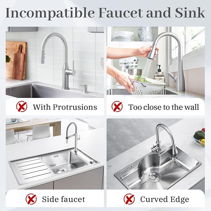 PoYang 23.6 Inch Silicone Sink Splash Guard, Kitchen Sink Mat, Light Grey | - Image 3