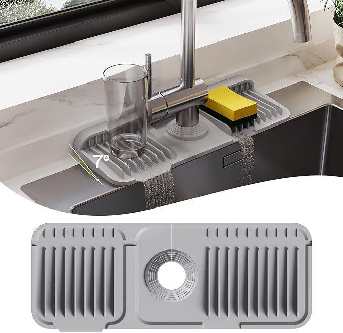 15 Inch Silicone Faucet Mat for Kitchen Sink Splash Guard – 2025 Upgraded by Unknown