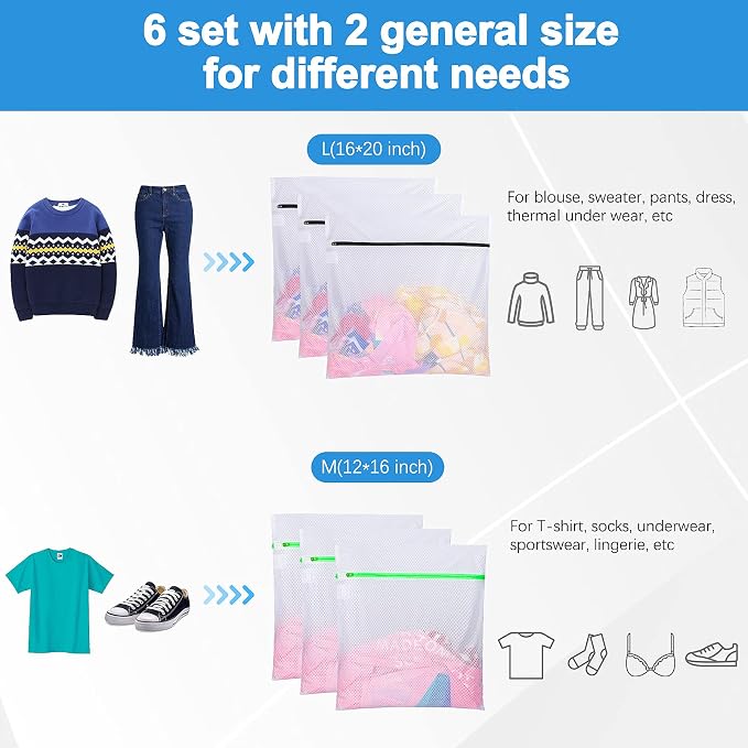 GOGOODA 6 PCS Mesh Laundry Bags, Delicates Washing Bags - Image 5