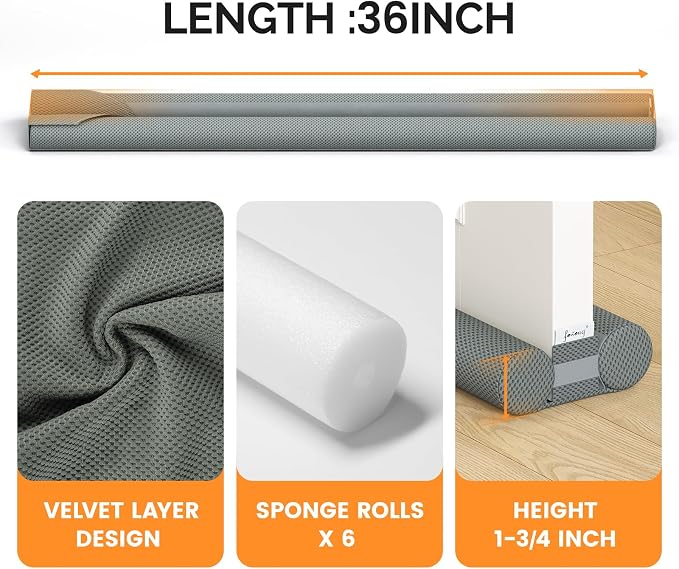 fowong Door Draft Stopper, Dust & Light, Fit Doors 30"–36" - Image 4