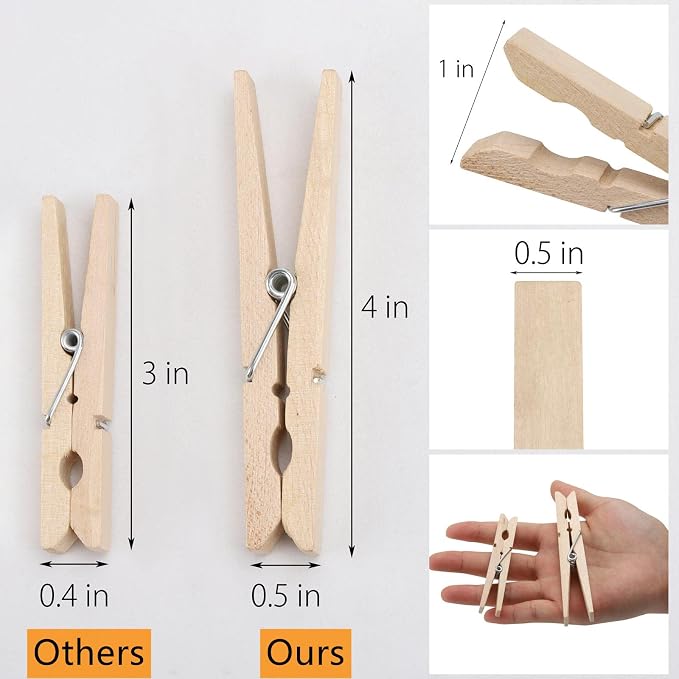 100pcs Clothes Pins Wood - Image 2