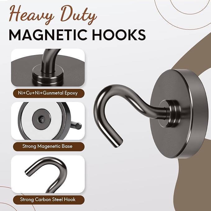 Neosmuk Magnetic Hooks, 85lb Heavy Duty, 10 Pack - Image 5