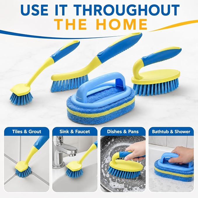Scrub Brush Set for Bathroom Kitchen Bathtub Toilet Deep Cleaning Brush Tools - Image 4
