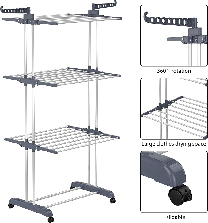 HOMIDEC Clothes Drying Rack, 4-Tier Foldable Drying Rack Clothing | Foldable - Image 5
