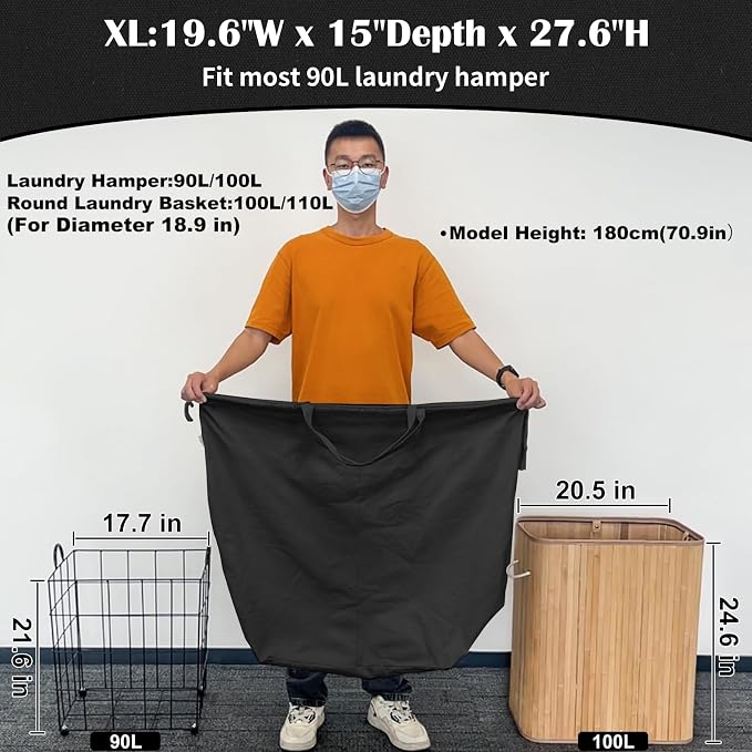 Canvas Laundry Bags with Handles & Rectangular Base - Image 3