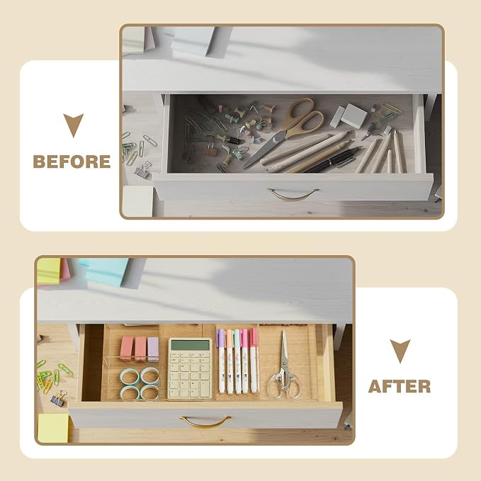 Briwooody Clear Acrylic Drawer Organizer Expandable, 7 Compartments, Medium | - Image 5