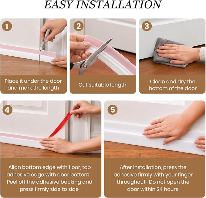 4 Pack Door Draft Stopper, Door Sweep - Image 9